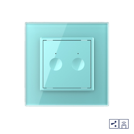 Двухклавишный проходной сенсорный выключатель Module с функцией радиоуправления, цвет зеленый Livolo