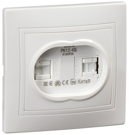 KVARTA Розетка 2-местная компьютерная РК12-КБ белый IEK