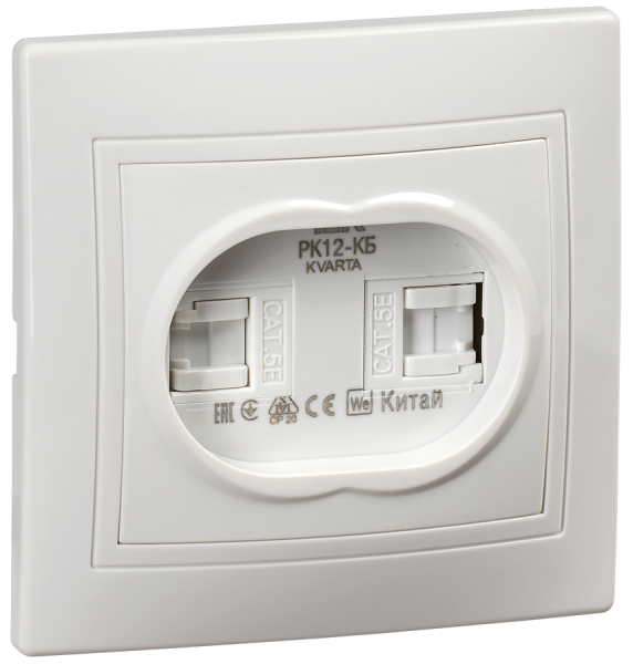 KVARTA Розетка 2-местная компьютерная РК12-КБ белый IEK