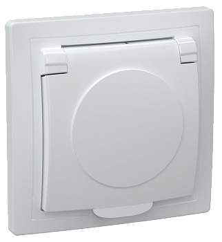 Розетка 1-местная РСб10-3-КБ с з/з с крышкой 16А КВАРТА белый IEK