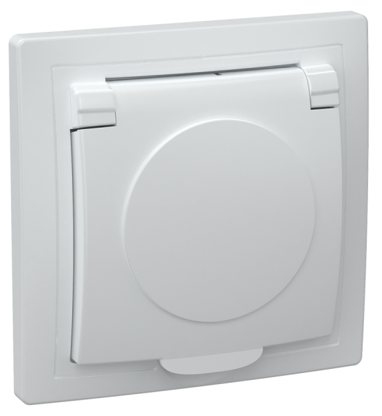 Розетка 1-местная РСб10-3-КБ с з/з с крышкой 16А КВАРТА белый IEK