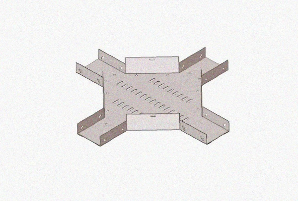 Лоток крестообразный замковый глухой КМЗГ 300х50 УТ1,5, горячее цинкование, S1,5