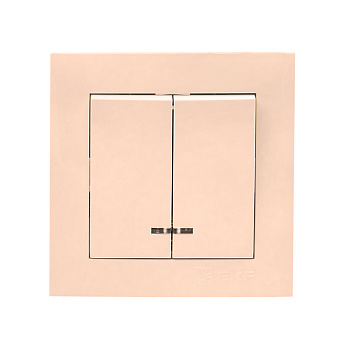 Валенсия Выключатель 2-кл, 10А кремовый с индикатором EKF