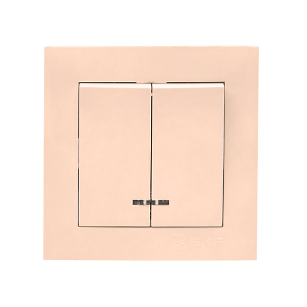 Валенсия Выключатель 2-кл, 10А кремовый с индикатором EKF