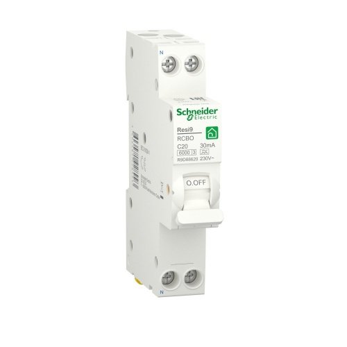 Дифференциальный автоматический выключатель АВДТ 1П+N С 20А 30мА 6кА (А) 18мм RESI9 Schneider Electric