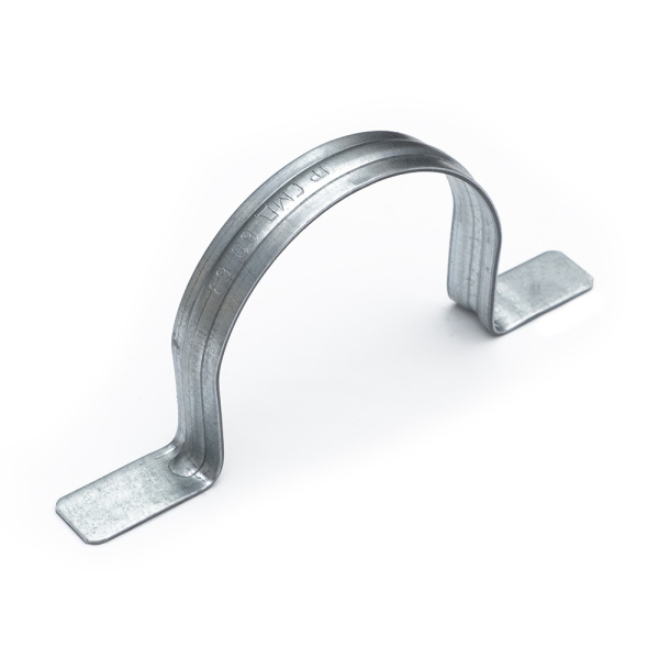 Скоба металлическая двухлапковая СМД d60-63 мм для монтажного пистолета (без отверстий) (50 шт/уп) Промрукав