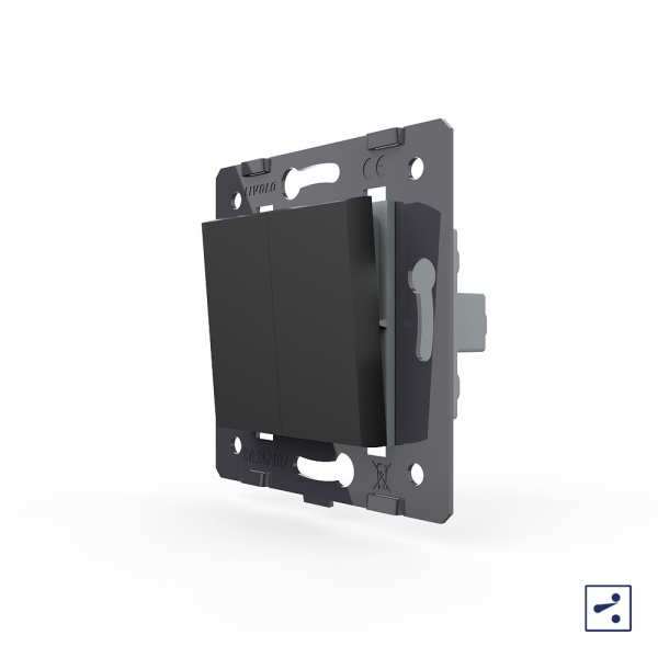 Выключатель двухлинейный проходной клавишный (модуль) ЧЕРНЫЙ Livolo