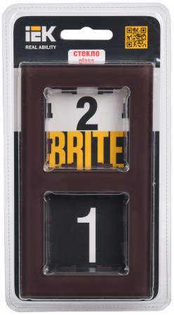BRITE Рамка 2-мест. РУ-2-2-БрТБ стекло бр. IEK