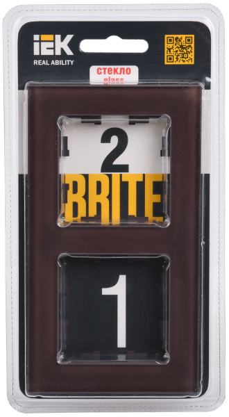 BRITE Рамка 2-мест. РУ-2-2-БрТБ стекло бр. IEK