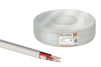 Кабель для видеонаблюдения КВК-В-2 2х0,75 мм (200м), для внутренней прокладки, белый народный