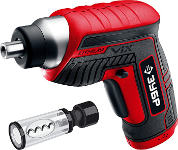 ViX отвертка аккумуляторная 3.6 В, в коробке с 10 битами и насадкой штопором ЗУБР