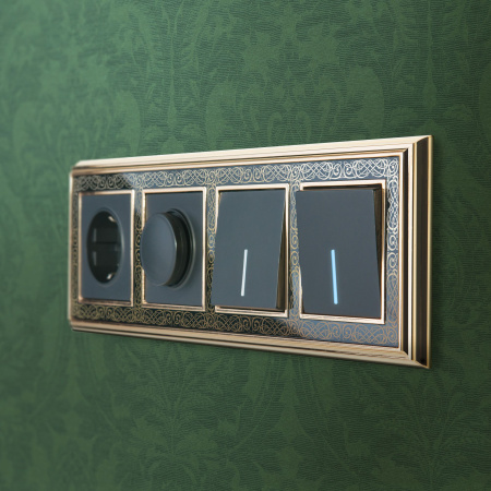 Встраиваемые механизмы Выключатель СУ 1 кл. (проходн.) с подсветкой 10А черный матовый IP20 Werkel