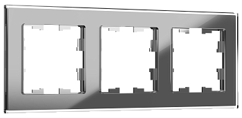 BRITE Рамка 3 -местная РУ-3-2-БрСе стекло серый IEK