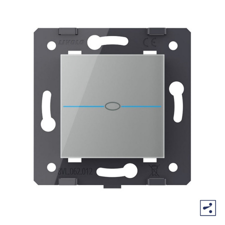 Одноклавишный проходной сенсорный выключатель Quadro, цвет серый (механизм) Livolo