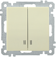 Выключатель 2-клавишный с индикацией ВС10-2-1-Б 10А BOLERO кремовый IEK