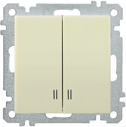 Выключатель 2-клавишный с индикацией ВС10-2-1-Б 10А BOLERO кремовый IEK