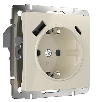 Розетка с быстрой зарядкой USB Type A+С слоновая кость Werkel