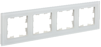 BRITE Рамка 4-мест. РУ-4-2-Бр стекло бел. матовый IEK