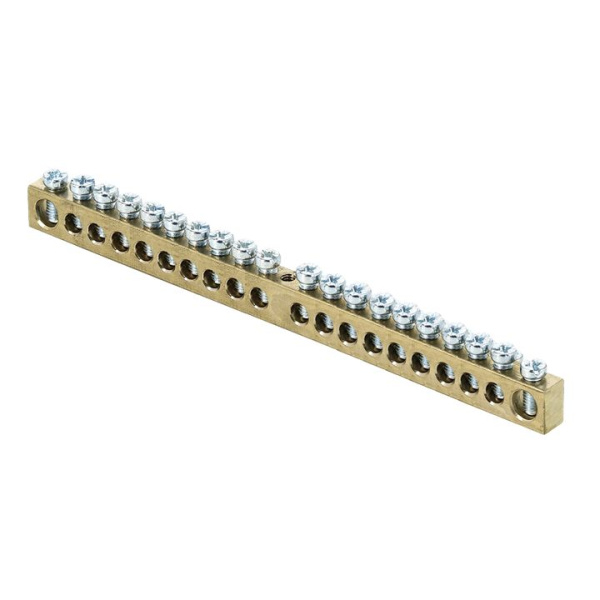 Шина PEN "ноль-земля" (6х9мм) 20 отверстий латунь крепеж по центру розничный стикер PROxima EKF