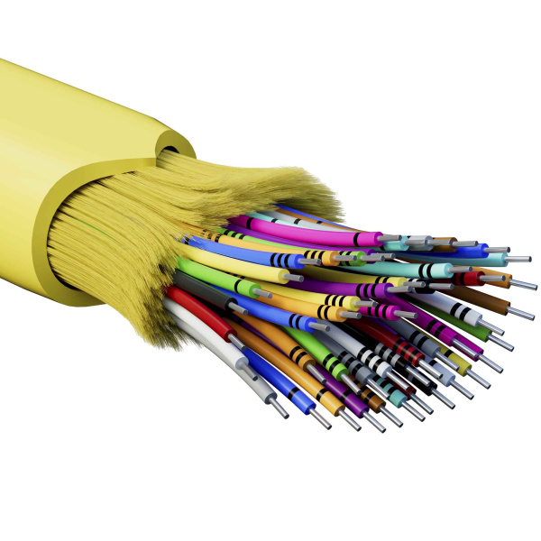 Кабель волоконно-оптич., расп.,арамидные упр.нити, внутр., нг(А)-HF, 48 ОВ, категорияOS8 (G.652.D) плотный буфер, 0,4 кН, барабан 2000 м DKC