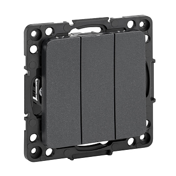 Стокгольм Механизм Выключателя 3-кл, 10А черный EKF