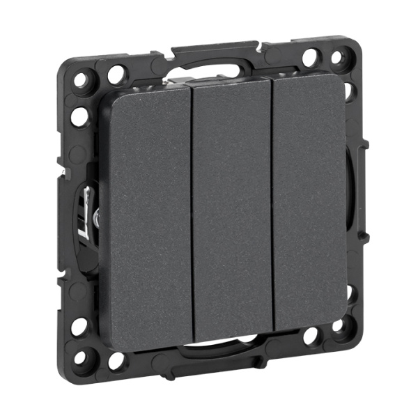 Стокгольм Механизм Выключателя 3-кл, 10А черный EKF