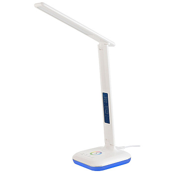 Светильник настольный с/д GLTL-034-2 8вт 520лм диспл с часами + rgb, белый (глянец) (800152) (1/12) General