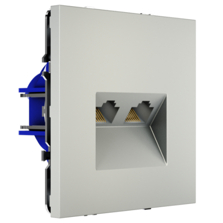 Розетка компьютерная встраиваемая Voltum S70 двойная RJ45+RJ45 КАТ.6, (сталь)