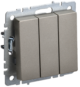 BRITE Выключатель 3-клавишный 10А ВС10-3-0-БрШ шампань IEK