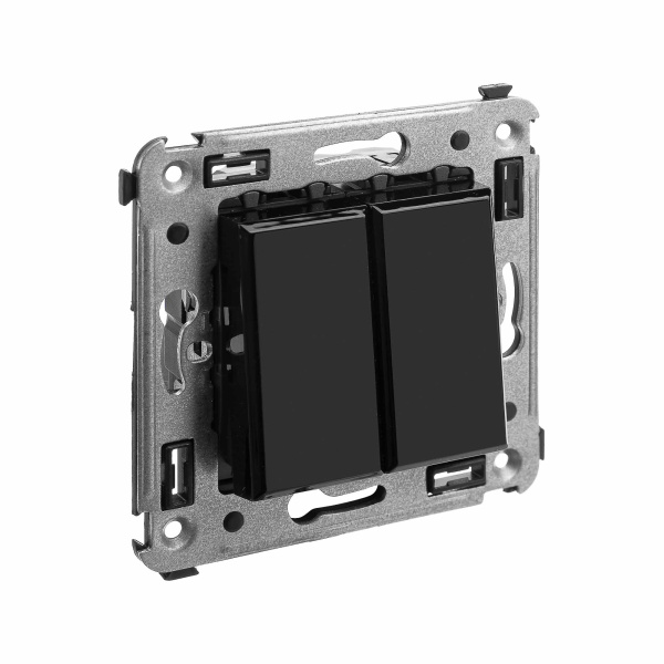 Кнопка двухклавишная в стену, "Avanti", "Черный квадрат" DKC