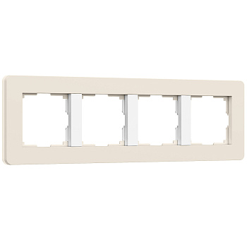 Split Рамка из поликарбоната на 4 поста айвори/белый, soft-touch Werkel