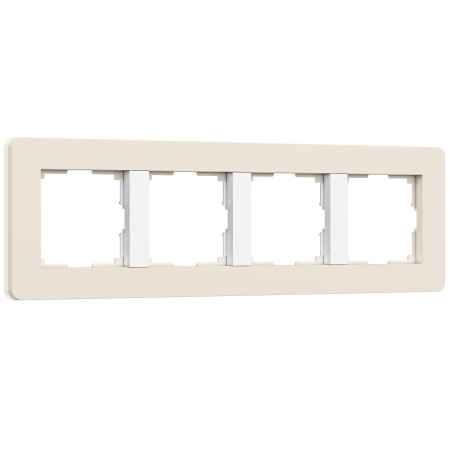 Split Рамка из поликарбоната на 4 поста айвори/белый, soft-touch Werkel