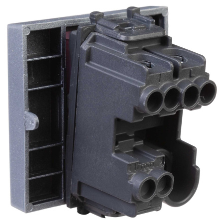 Выключатель одноклавишный модульный, "Avanti", " Закаленная сталь", 2модуля DKC