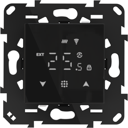 Donel Термостат с датчиком пола, программируемый с Wi-Fi, 16 A, 45*45 мм. черное стекло, серия DTEF