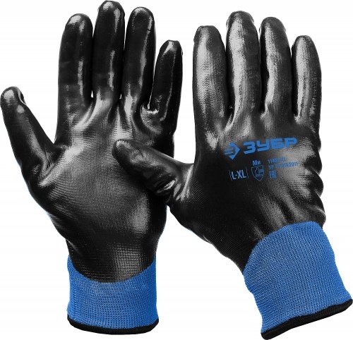 Утеплённые двухслойные перчатки АРКТИКА, акрил+нейлон, с нитриловым обливом, размер L-XL ЗУБР