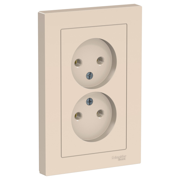 ATLASDESIGN Розетка СУ 2-ая без заземления в сборе 16А бежевый IP20 Schneider Electric