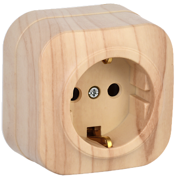 Розетка одноместная ОУ РС20-3-ХС с з/з 16А GLORY сосна IEK