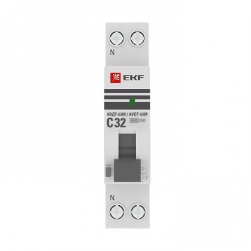 Дифференциальный автоматический выключатель АВДТ-63М 32А 100мА (1мод, хар,С, электронный, тип АС) 6кА PROxima EKF фото 3