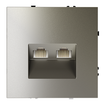 Розетка компьютерная встраиваемая Voltum S70 двойная RJ45+RJ45 КАТ.6, (шелк)