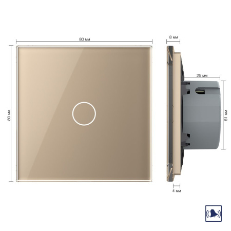 Сенсорный дверной звонок 1 клавиша 1 модуль Золотой Livolo