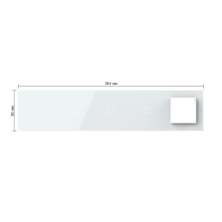 Панель для 4-х сенсорных выключателей и розетки, 4 клавиши (1+1+1+1), цвет белый, стекло Livolo