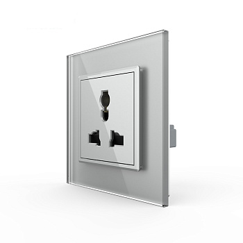 Розетка электрическая универсальная 16А 1 пост, цвет серый Livolo