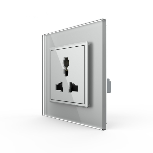 Розетка электрическая универсальная 16А 1 пост, цвет серый Livolo