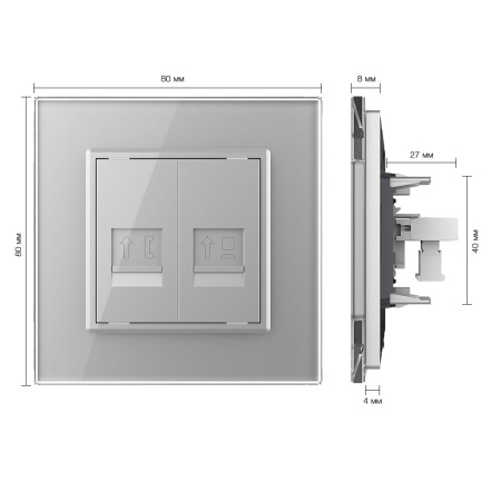 Розетка ТЛФ/КОМП RJ-45 Серая Livolo