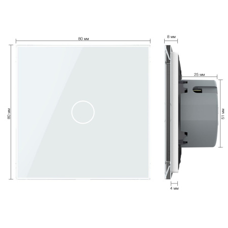 Сенсорный выключатель 1 клавиша 1 пост Белый Livolo