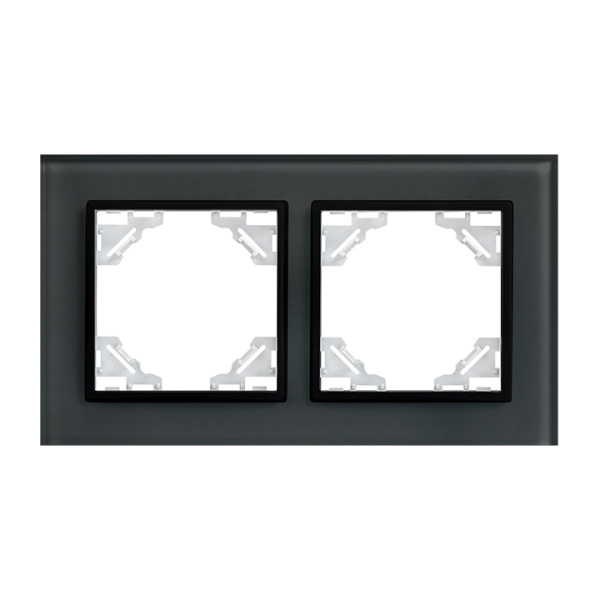 Минск Рамка 2-местная стеклянная черная EKF