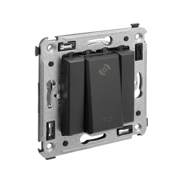 Диммер кнопочный в стену для LED ламп, "Avanti", "Черный матовый" DKC