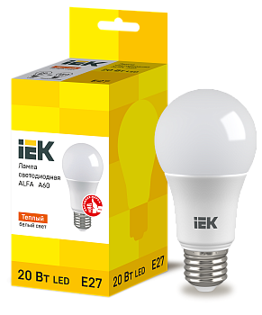 Лампа светодиодная ALFA A60 шар 20Вт 230В 3000К E27 IEK
