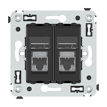 Компьютерная розетка RJ-45 в стену, кат.6 экранированная двойная,"Avanti", "Черный матовый" DKC