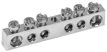 Шина PEN "земля-ноль" 6х9мм 6/1 с никелевым покрытием (6групп/крепеж по центру) IEK